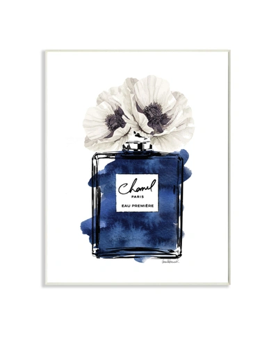 Stupell Industries Deep Blue Fashion Fragrance Bottle Glam Florals Art, 10" X 15" In Multi-color