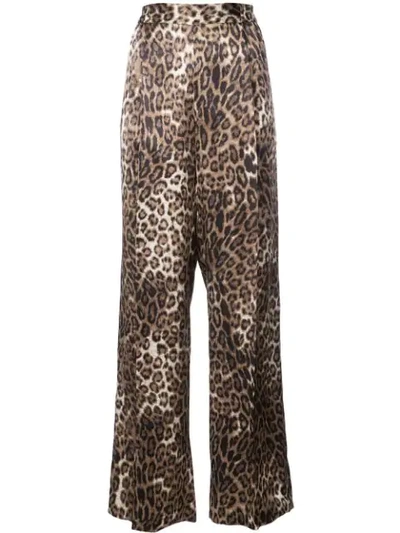 Nili Lotan Vivianna Leopard-print Silk-satin Wide-leg Pants In Brown