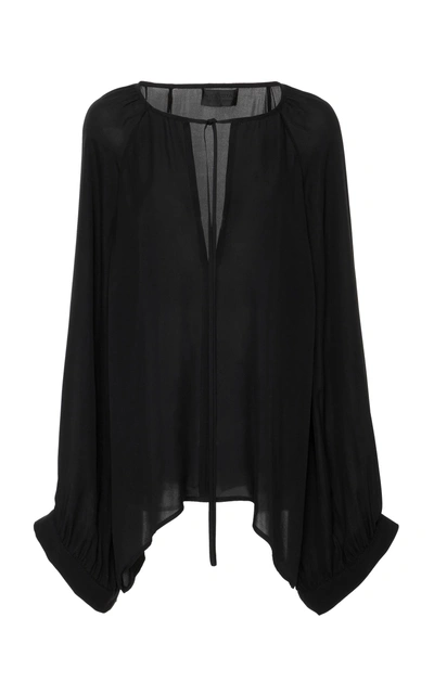 Nili Lotan Acadia Double Georgette Blouse In Black