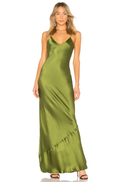 Nili Lotan Cami Silk Spaghetti Strap Gown In Green