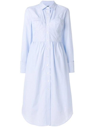 Alexa Chung Seamed Button-down Striped Poplin Shirtdress In Blue