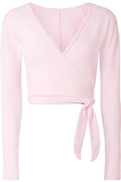 Ballet Beautiful Stretch Wrap Top In Baby Pink