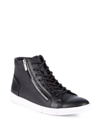 Calvin Klein Men's Berke Leather High-top Sneakers Men's Shoes In Black