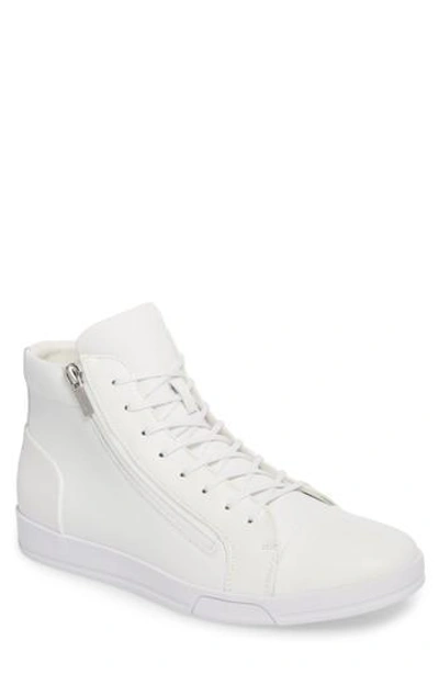 Calvin Klein Men's Berke Leather High-top Sneakers Men's Shoes In White