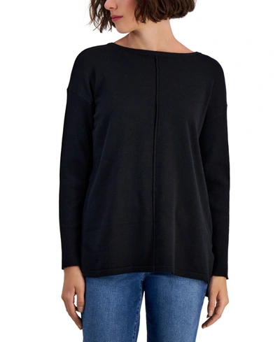 Style & Co Petite Seamed Tunic, Created For Macy's In Deep Black