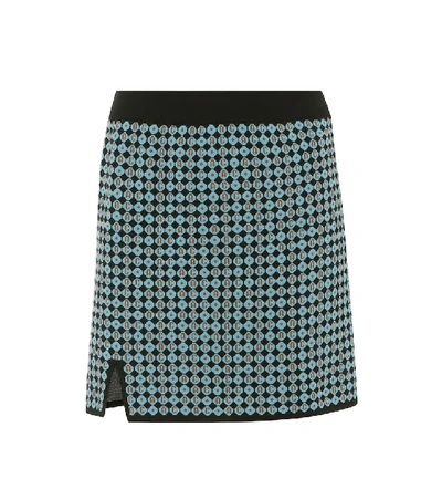 Alexa Chung Monogram Jacquard Straight Skirt In Blue