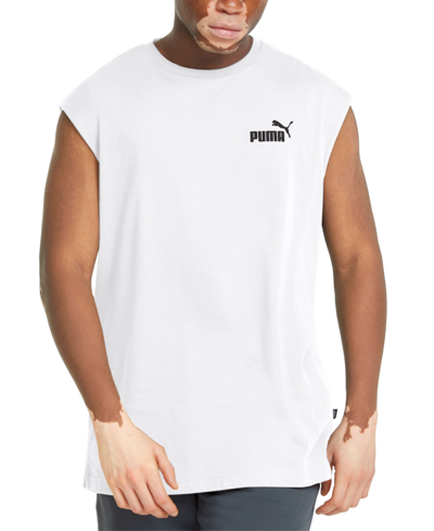 Puma Men's Ess Logo Graphic Sleeveless T-shirt In White