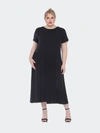 White Mark Plus Size Short Sleeves Maxi Dress In Black