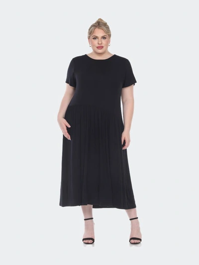White Mark Plus Size Short Sleeves Maxi Dress In Black