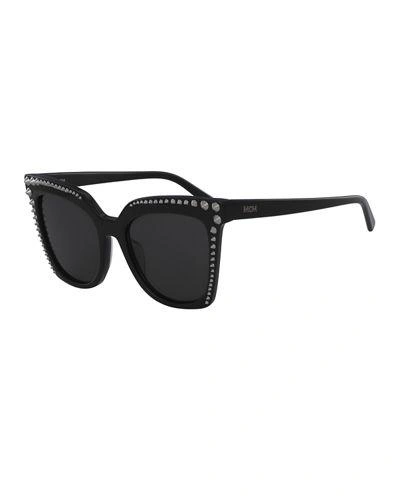 Mcm Square Cat-eye Sunglasses W/ Stud Detail In Black