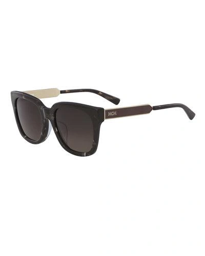 Mcm Square Metal & Acetate Sunglasses In Brown Pattern