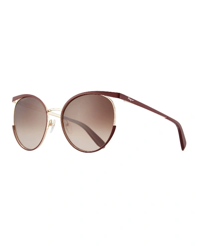 Ferragamo Metal Cat-eye Sunglasses In Red