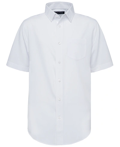 Nautica Big Boys Husky Short Sleeve Performance Woven Shirt In White