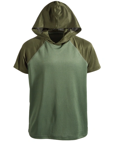 Id Ideology Babies' Toddler & Little Boys Colorblocked Hooded T-shirt, Created For Macy's In Bronze Green