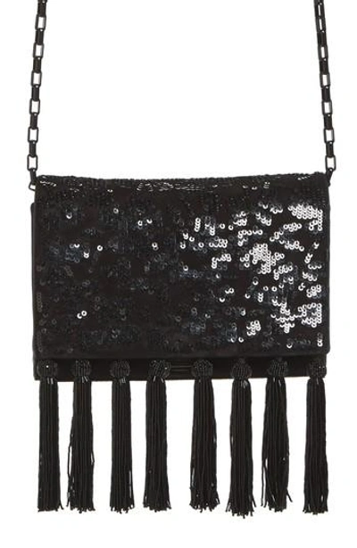 Michael Kors Yasmeen Sequin & Tassel Suede Clutch - Black