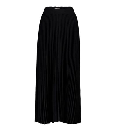 Co Essentials Elastic-waist Pleated Skirt In Black