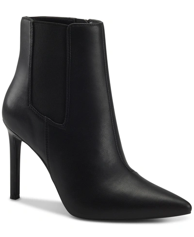 Inc International Concepts Katalina Pointed-toe Booties, Created For Macy's Women's Shoes In Black Smooth