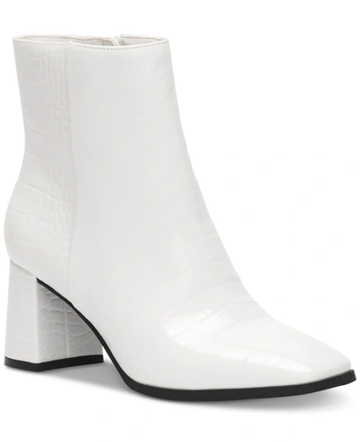 Inc International Concepts Women's Dasha Block-heel Booties, Created For Macy's Women's Shoes In White Croc
