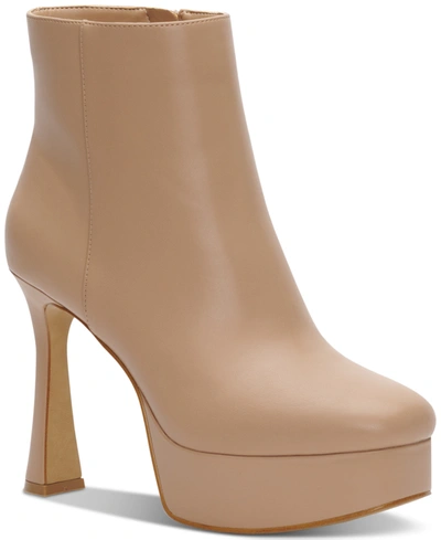 Inc International Concepts Women's Alize Platform Booties, Created For Macy's Women's Shoes In Nude Smooth