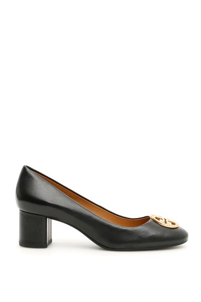 Tory Burch "caterina" Ballerina In Black Leather In Perfect Black (black)