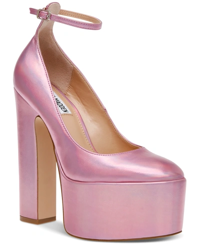 Steve Madden Women's Skyrise Ankle-strap Platform Pumps In Pink