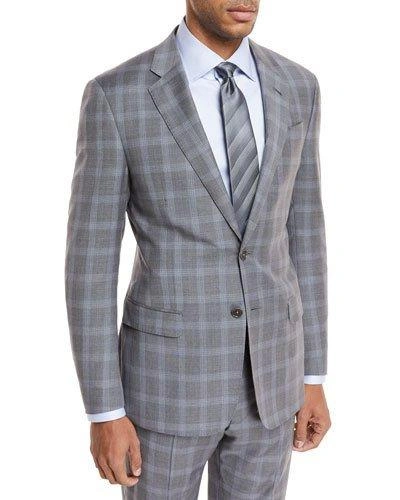 Giorgio Armani Plaid Wool Two-piece Suit In Light Gray