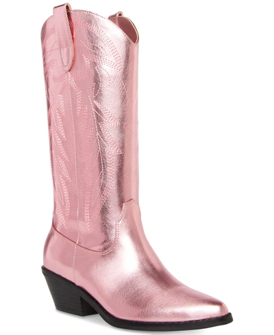 Madden Girl Redford Western Boots In Pink Metallic