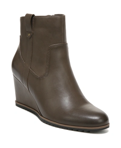 Soul Naturalizer Haley-west Wedge Booties Women's Shoes In Dark Brown Burnished Faux Leather