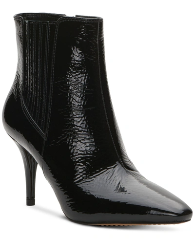 Vince Camuto Women's Ambind Dress Booties Women's Shoes In Black Crinkle Patent