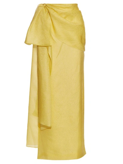 Rosie Assoulin Hustle & Bustle Jacquard Silk And Cotton-blend Maxi Skirt In Yellow