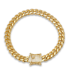 Steeltime Miami Cuban Chain With Simulated Diamond Box Clasp Bracelet In Gold