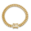 Steeltime Miami Cuban Chain With Simulated Diamond Box Clasp Bracelet In Yellow