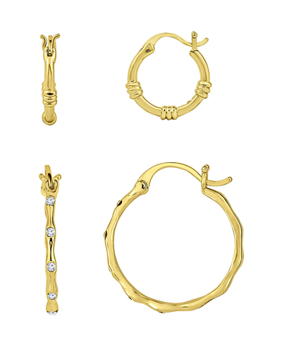And Now This Gold Plated Crystal Stone Duo Hoop Set Earrings