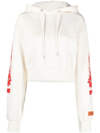 Heron Preston Flaming Relaxed-fit Cotton Hoody In White