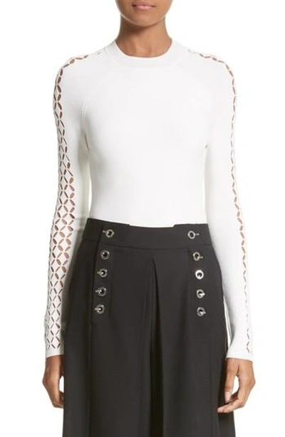 Alexander Wang Laser-cut Stretch-knit Top In White