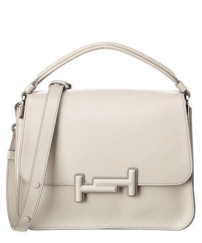 Tod's Tods Double T Small Embossed Leather Crossbody In Grey