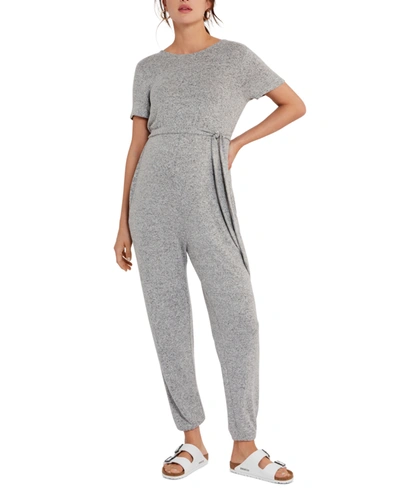 A Pea In The Pod Reversible Hacci Maternity Jumpsuit In Grey