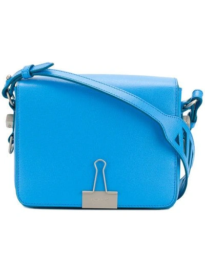 Off-white Binder Clip Leather Shoulder Bag In Blue | ModeSens