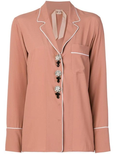 N°21 Jewel Button Pyjama In Rosa Scuro