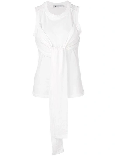 Alexander Wang T High Twist Sleeveless Draped Tank In White