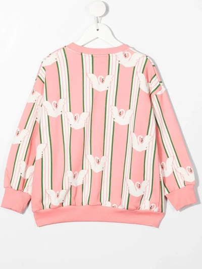 Mini Rodini Kids' Swan-pattern Print Sweatshirt In Pink