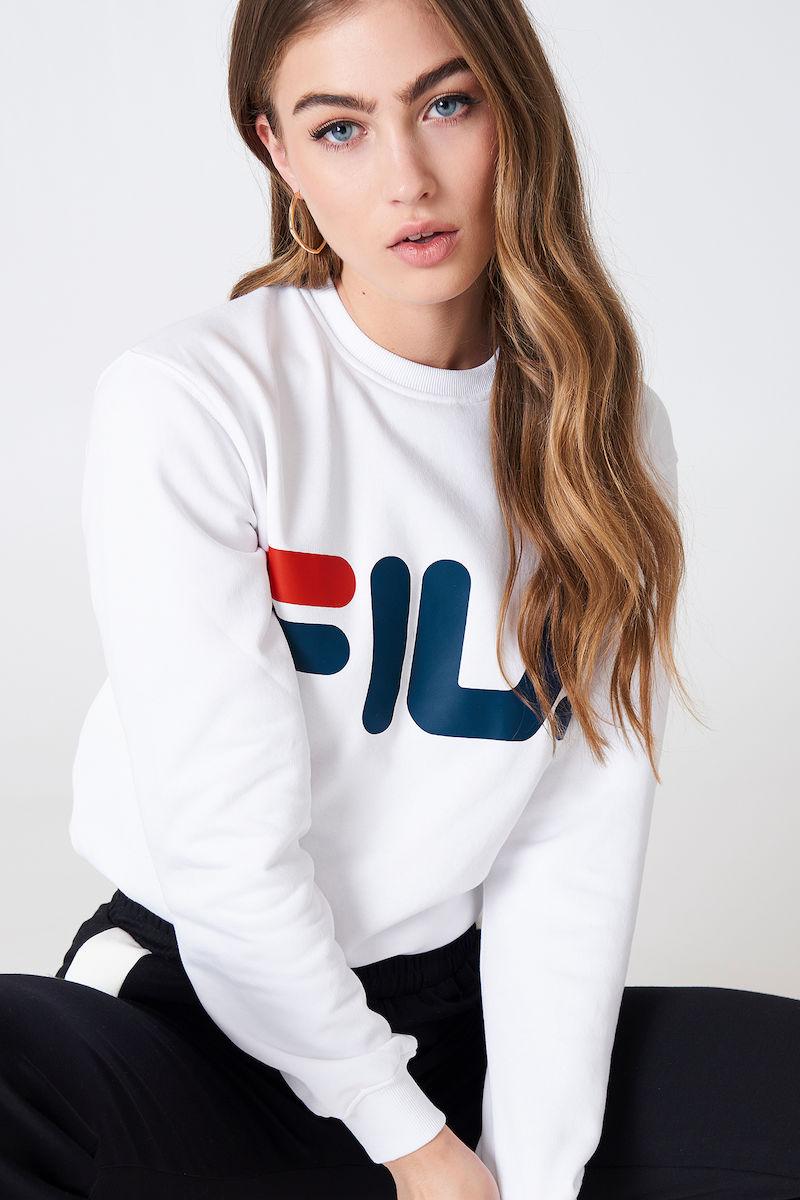 Fila Classic Logo Sweat White In Bright White | ModeSens