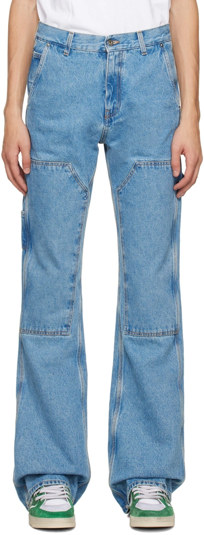 Off-white Off White Flared Carpenter Jeans In Blue