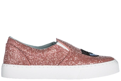 Chiara Ferragni Women's Embroidered Glitter Slip-on Sneakers In Pink
