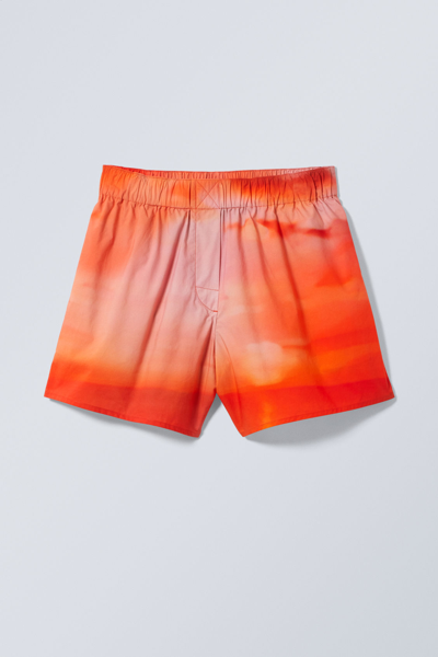 Weekday Sunset Print Shorts In Orange - Part Of A Set-multi