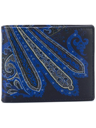 Etro Paisley Print Fold Out Wallet In Blue