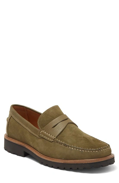 Donald Pliner Casual Leather Penny Loafer In Olive