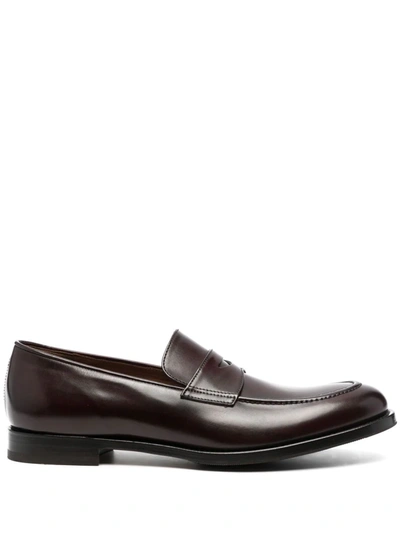Fratelli Rossetti Leather Penny Loafers In Brown