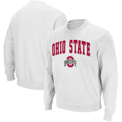 Colosseum Men's White Ohio State Buckeyes Team Arch Logo Tackle Twill Pullover Sweatshirt