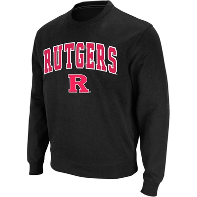 Colosseum Black Rutgers Scarlet Knights Arch & Logo Crew Neck Sweatshirt